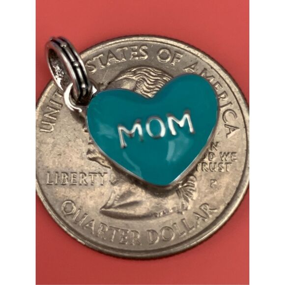 CZ Crystals and Turquoise Heart Charm #mothers day - Picture 4 of 4